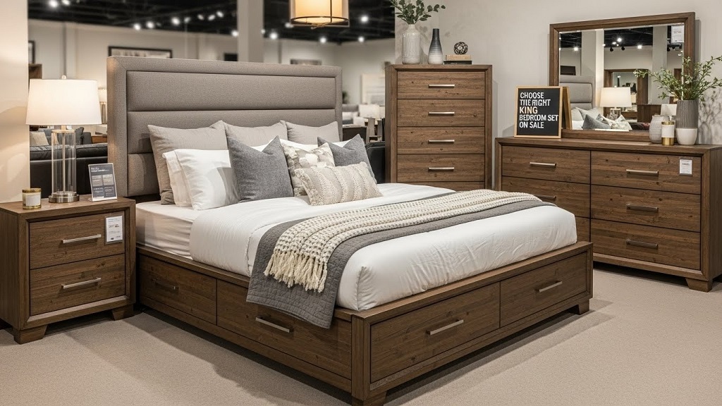 Shopping king bedroom furniture during store clearance