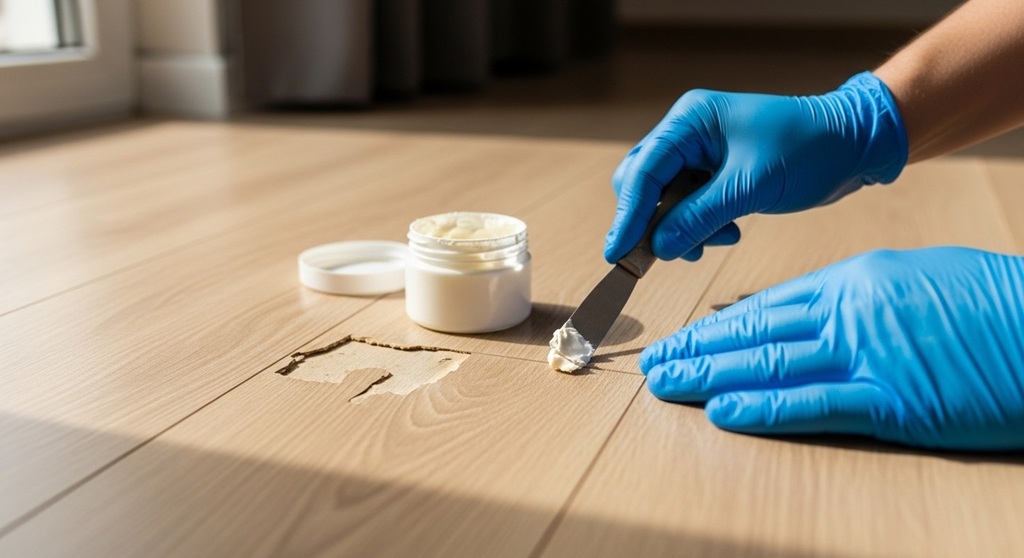 DIY laminate floor chip repair process step by step