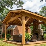 Covered backyard retreat with patio seating in Charlotte NC