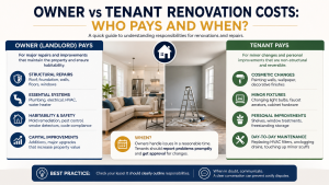 Landlord and tenant discussing renovation responsibility in rental agreement